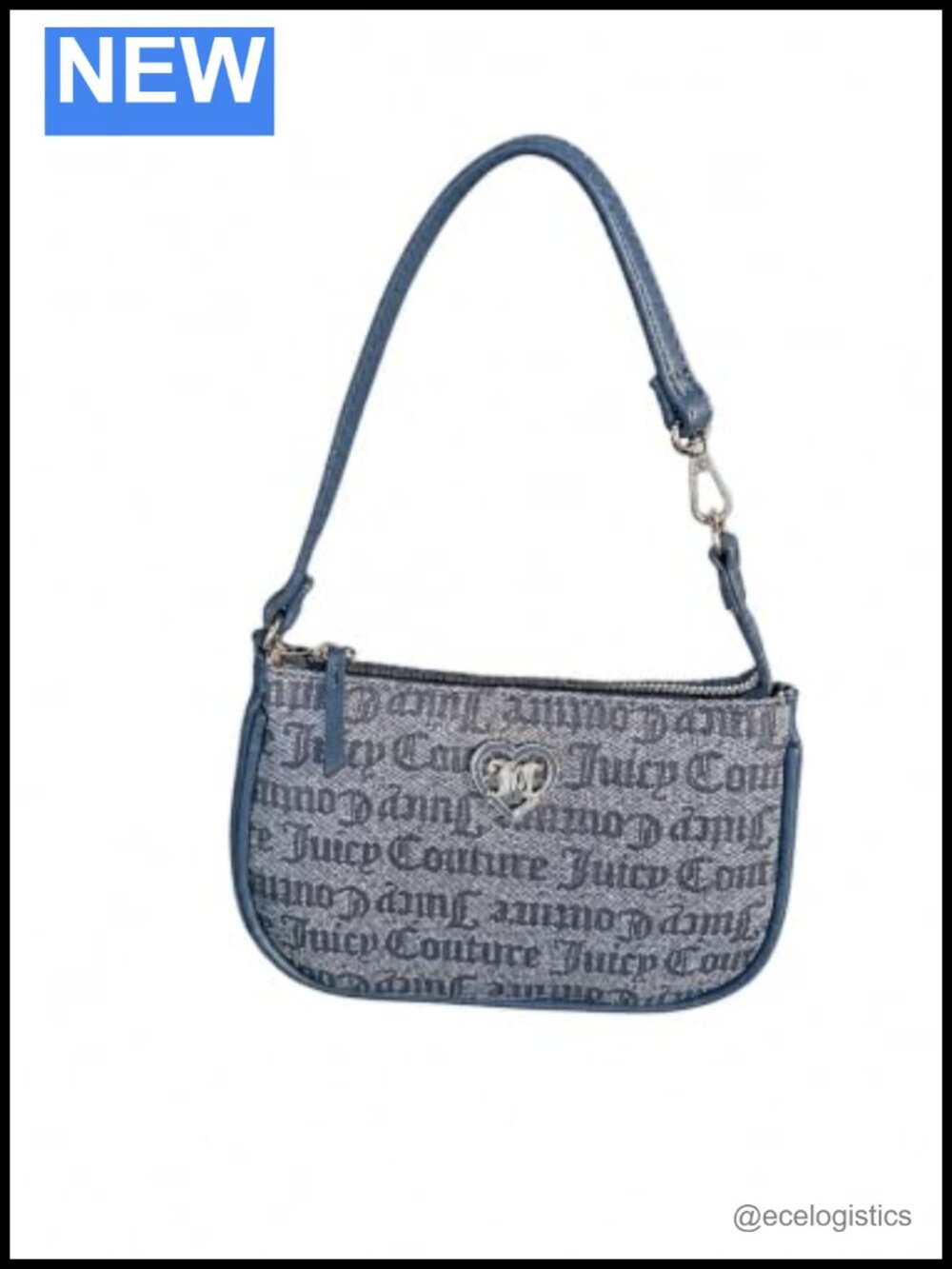 Juicy Couture Faux Leather Convertible Wristlet Mini Shoulder Bag Heart Hardware